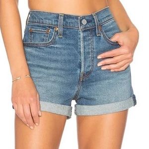 Levi’s High Waisted Wedgie Shorts in Blue Cheer